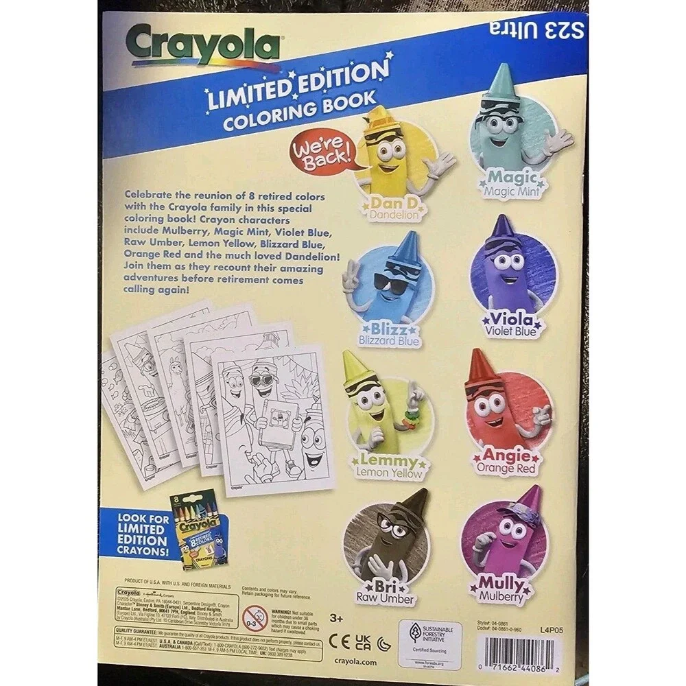 New! Crayola Limited Edition 8 Retired Colors Set and 48 page Coloring Book